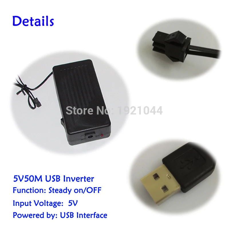 Недорогой! Usb-порт EL wire driver/inverter 5 В 50 м питается от мобильного аккумулятора для