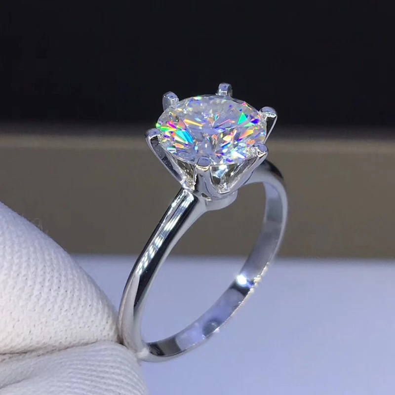 Бесплатный отправленный сертификат! Роскошный Solitaire 1.5CT CZ кольцо с бриллиантом 925 стерлингового серебра ювелирные изделия Свадебные Кольца для женщин подарок NJZ121