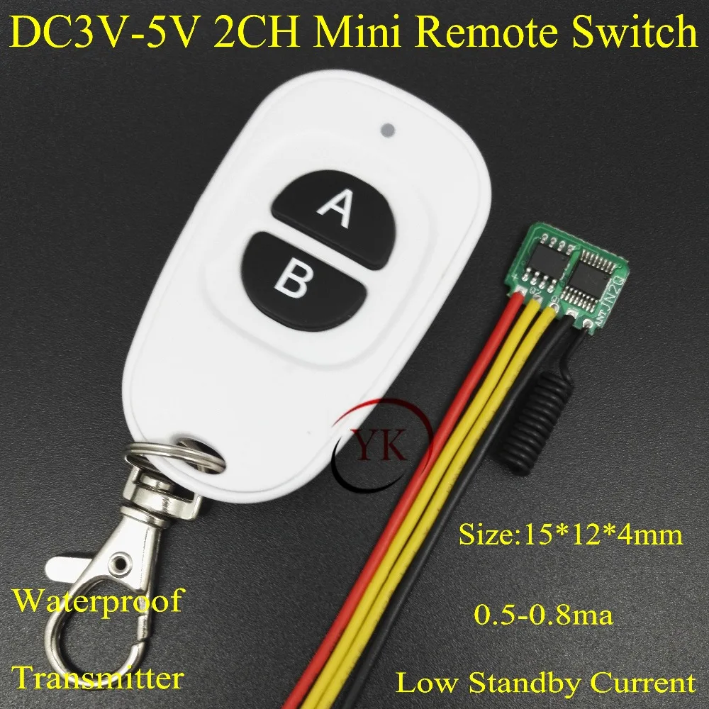 

0.5-0.8ma Low Standby Current Mini Remote Switch 3V 3.3V 3.7V 4.2V 4.5V 5V Low Consumption Micro Mos Wireless Switch 2CH GND 433