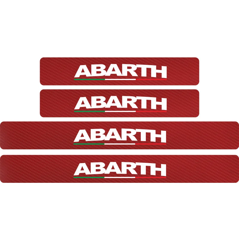 Red and white 4 шт., наклейки Abarth из углеродного волокна для защиты порога автомобиля, наклейки с итальянским флагом для Fiat Viaggio Punto 124 125 500, Стайлинг автомобиля - Название цвета: Red and white