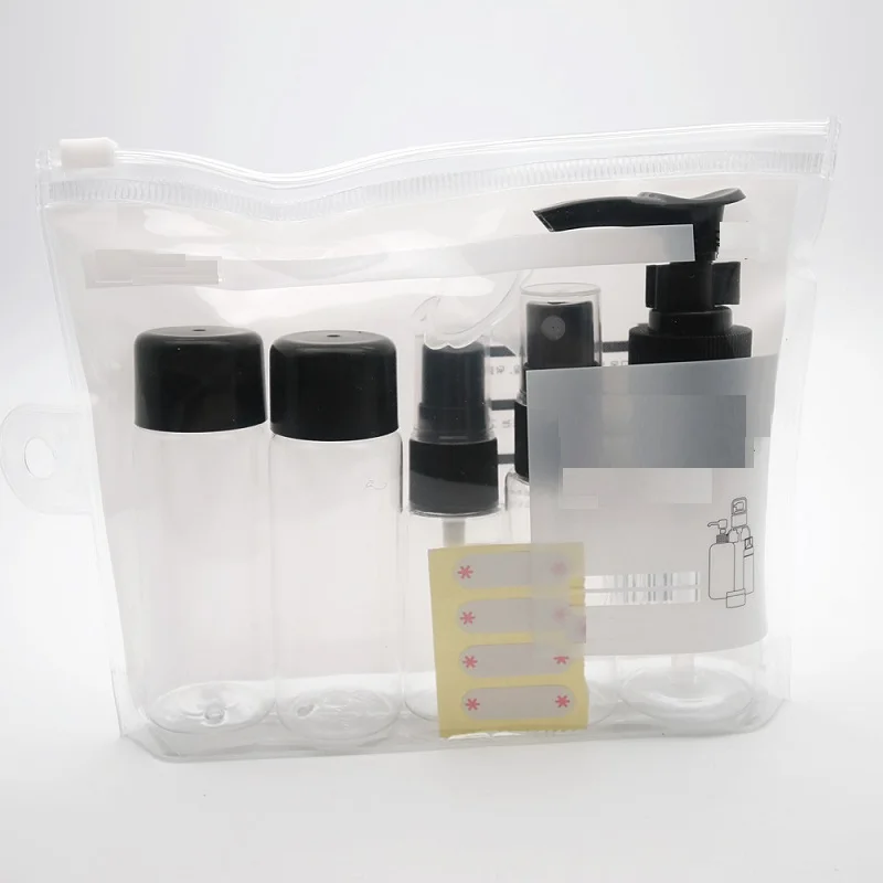 Косметический дорожный набор бутылка распылитель пластиковая женская черная