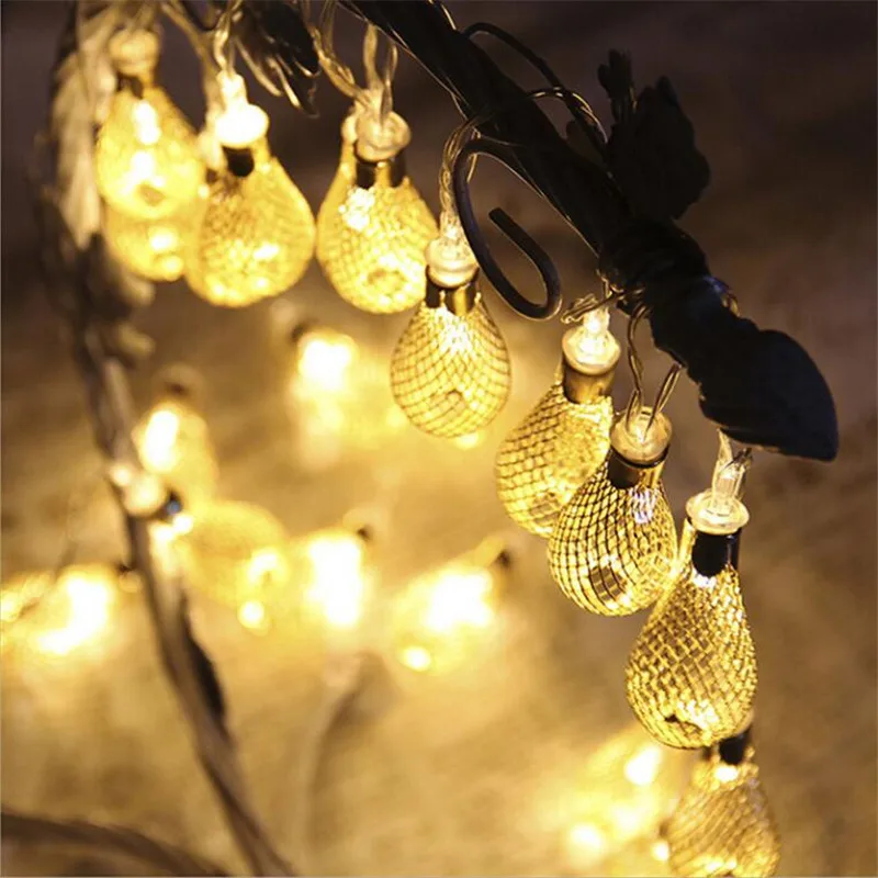 New 5M 28 led iron Hollow small Drop Fairy string lights,party,indoor, baby room, Patio,Wedding, christmas decor, warm white
