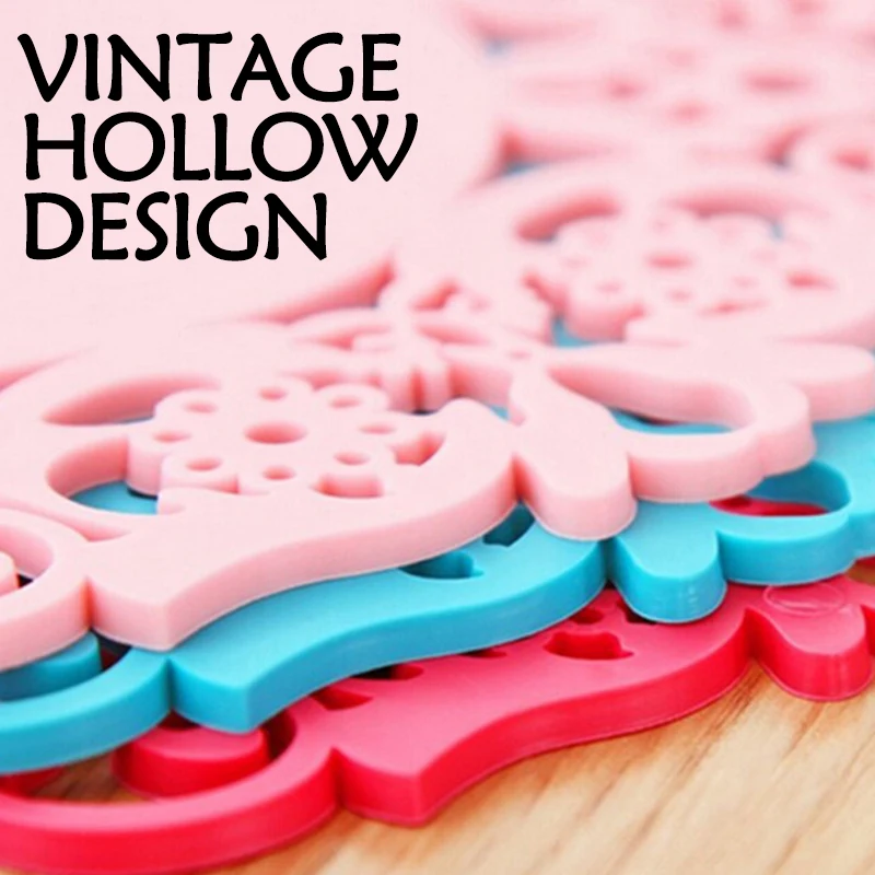 2 шт./лот Кружевные Полые Силиконовые коврики для кофейного столика подставки