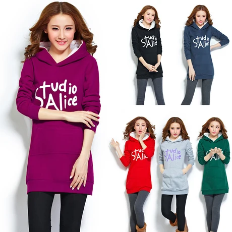 2015 новый печать свободного покроя женщин толстовки кофты руно бархат теплой зимы