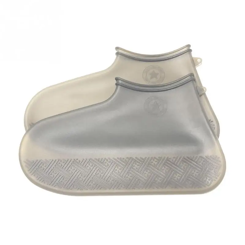 Reusable Silicone Waterproof Rain Shoes Covers Slip-resistant Rubber Rain Boot Overshoes Shoes Accessories Outdoor Thick Sole - Цвет: Grey