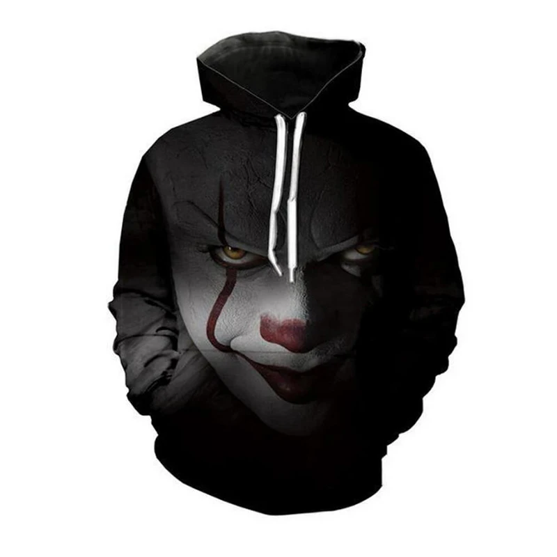 Новые Для мужчин женщин Pennywise фильм ужасов Стивена Кинга It Hoodie хип хоп ужасную