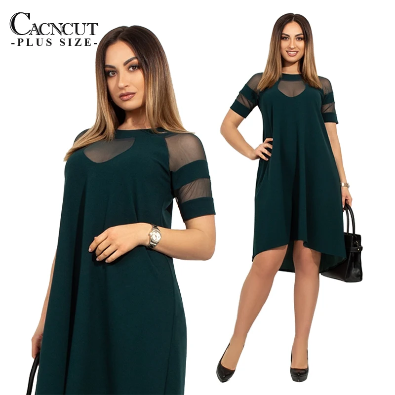 CACNCUT 5XL 6XL, женское летнее Повседневное платье размера плюс, свободное сексуальное Сетчатое платье большого размера, элегантные вечерние платья, одежда