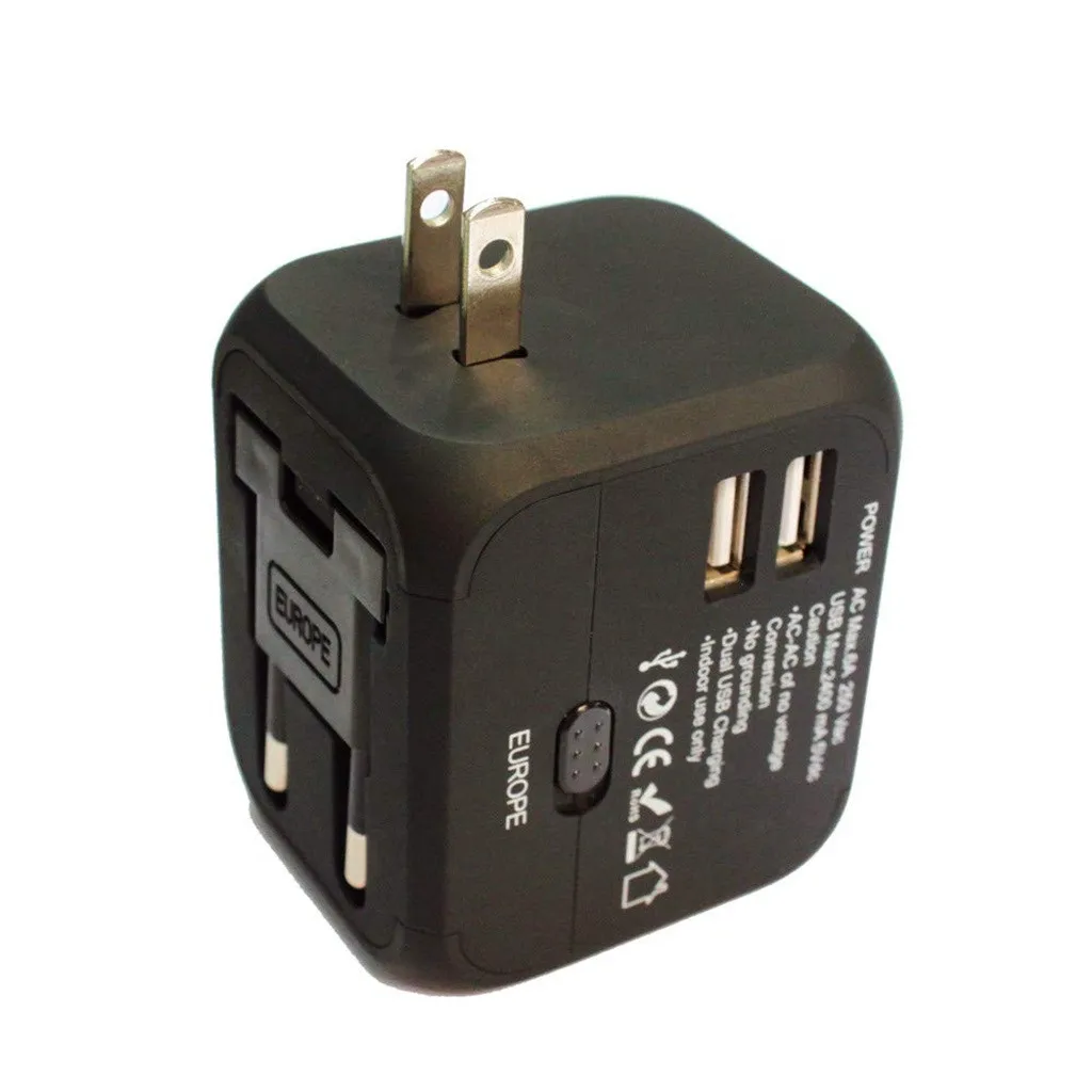 Горячая Универсальный дорожный переходник двойной usb-разъем, зарядное устройство питания Великобритании США ЕС австралийская вилка Электрический адаптер