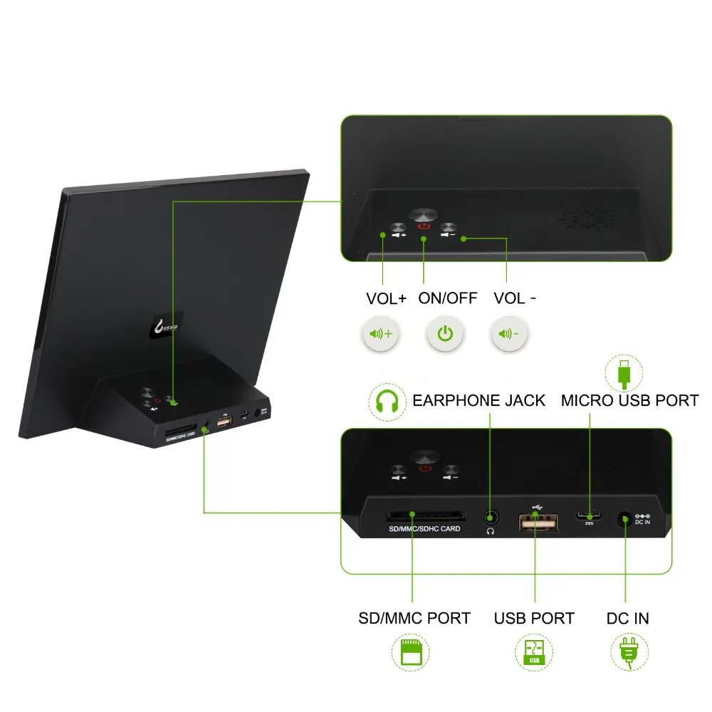 Digital photo frame 10 inch SD/MMC/SDHC picture+clock+calendar+video+audio 1024*768 | Электроника