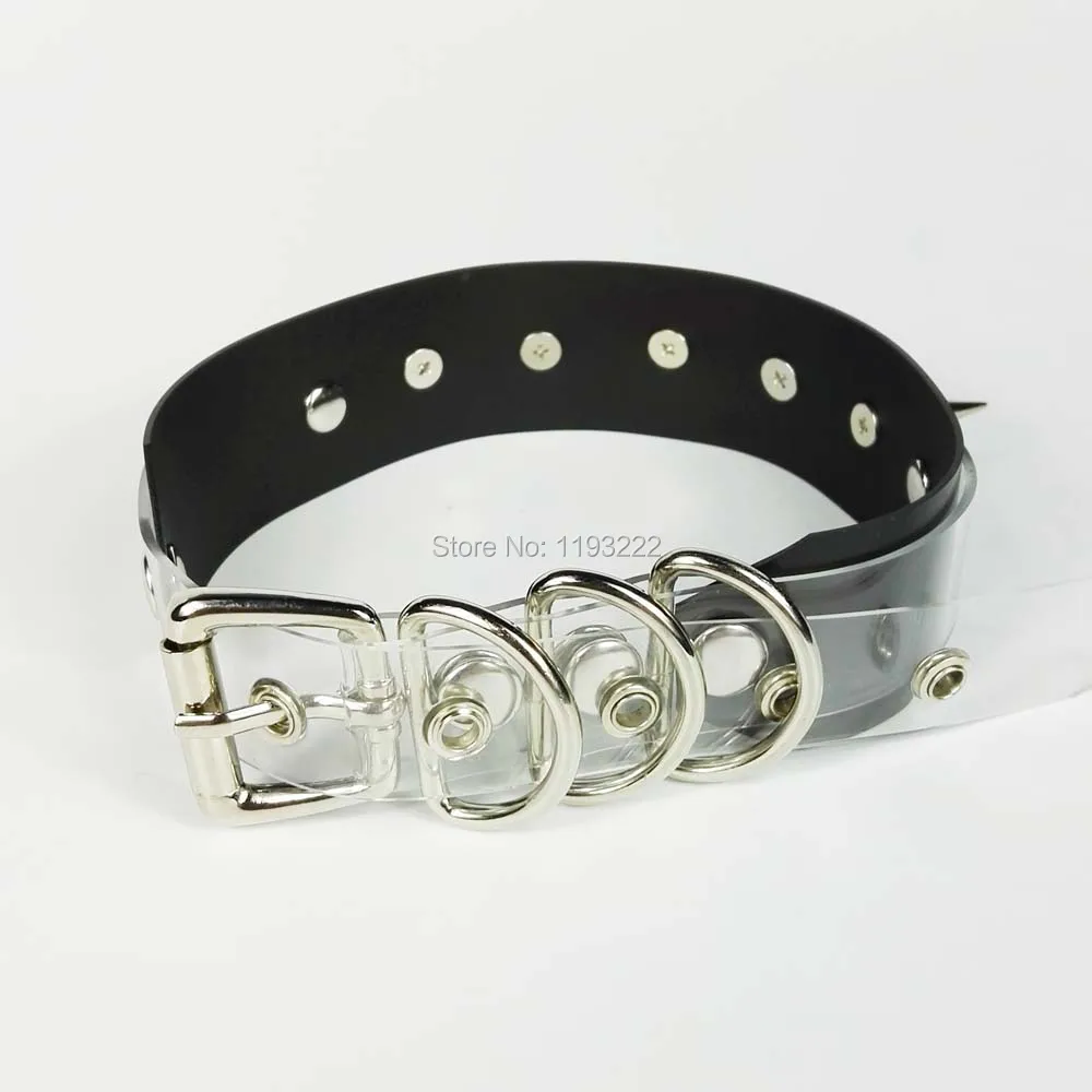 Панк Готическая Сделанная Вручную Колье из прозрачного черного и розового пвх с шипами и пряжкой на шее.