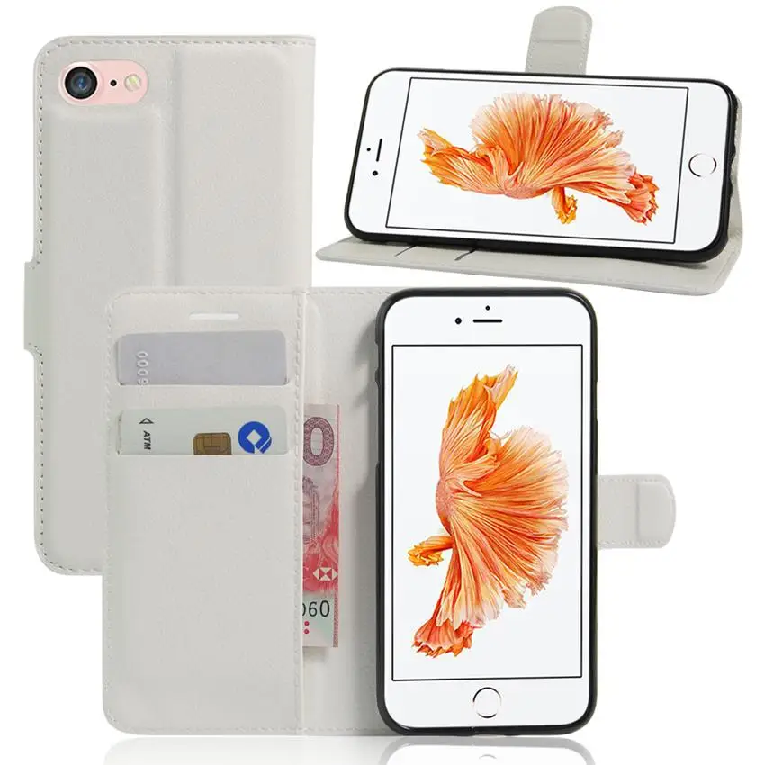 Чехол книжка с бумажником для Apple iPhone 4 4S 5 5C 5S SE 6 6S 7 8 Plus чехол телефона отделениями