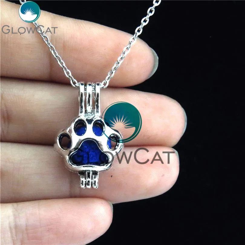 GLOWCAT K445 собачья лапа бусы клетка медальон кулон ароматерапия с парфюмом ожерелье