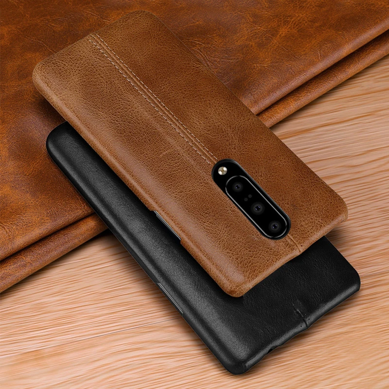 For OnePlus 7 Pro 6T 6 Case Luxury Vintage Genuine Leather Matte Hard Back Shell Skin Cover |