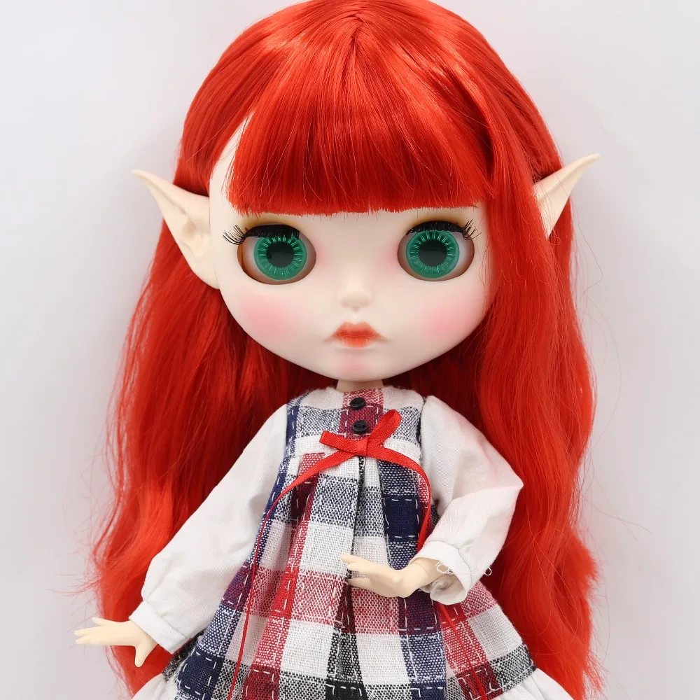 Ледяная фабрика blyth кукла 1/6 bjd белая кожа сустава тела прямые красные волосы, новое матовое лицо индивидуальные лицо BL0115