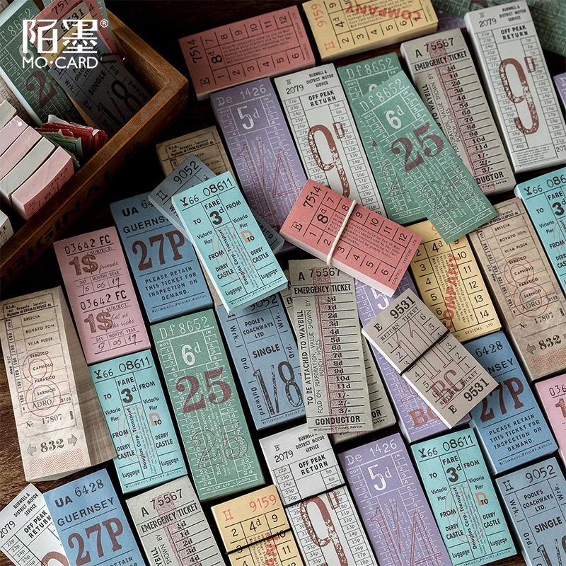 100 листа/уп наклейки для ногтей Набор Ретро билет серии Самоклеящиеся memo Pad старый