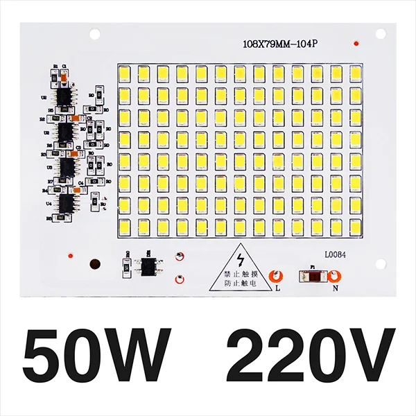 50W 220V SMD светодиодный светильник, чип, умный IC AC 220-240 В, 50 Вт, 30 Вт, 20 Вт, 10 Вт, сделай сам, для наружного прожектора, светильник, светильник для сада, холодный белый, теплый белый - Испускаемый цвет: 50W 220V