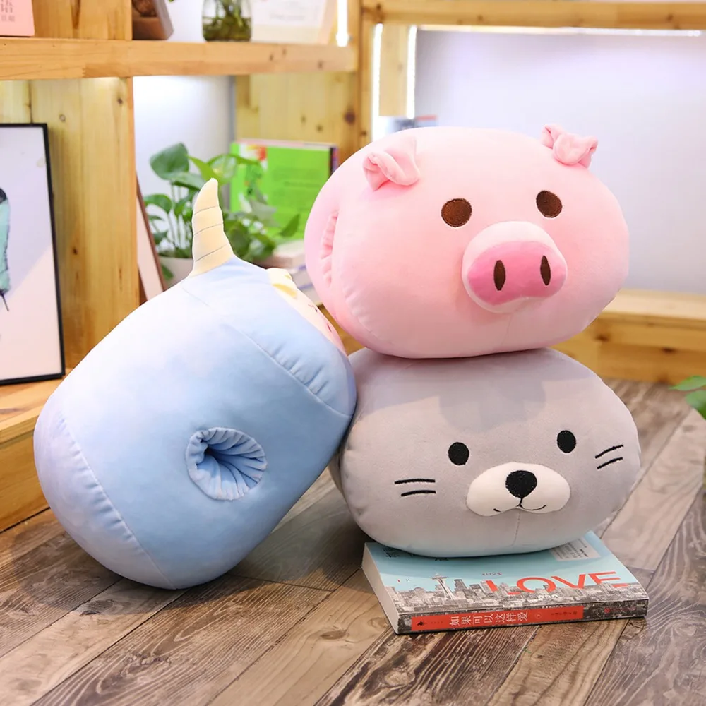40 см* 30 см Kawaii Плюшевые единороги уплотнения руки теплые мягкие свиньи динозавр Подушка куклы игрушки подарки на день рождения рождественские игрушки