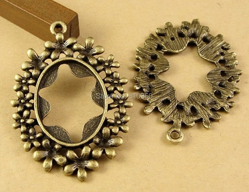 

20pcs 52*36MM Inner size:18x26mm Alloy Antique Bronze Blank Tray Vintage Pendant Cameo Cabochon base Settings
