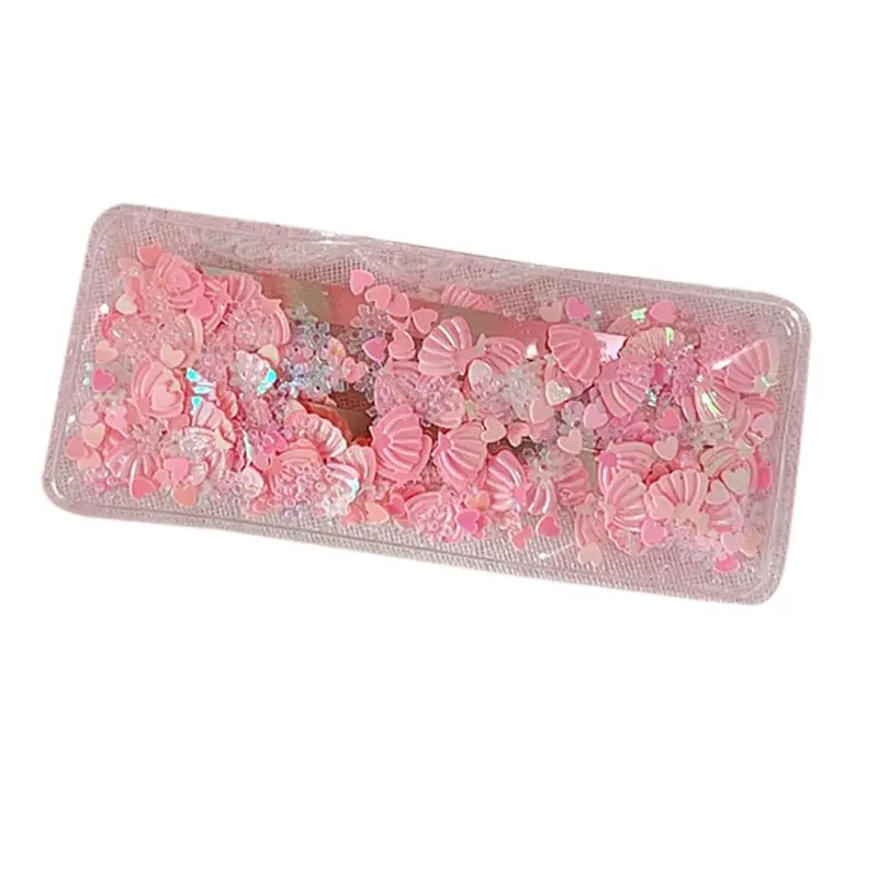 pink Корейские BB заколки для волос для молодых девушек прозрачные блестящие Seashell шпильки с блестками прямоугольные Сладкие Заколки конфетного цвета - Цвет: pink