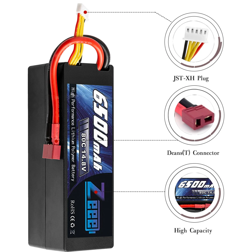Zeee RC Lipo батарея 14,8 в 4S 6500 мАч аккумулятор с ру Lipo 80C RC батарея с Deans Разъем для RC Автомобиль Лодка Грузовик самолет БПЛА гонки