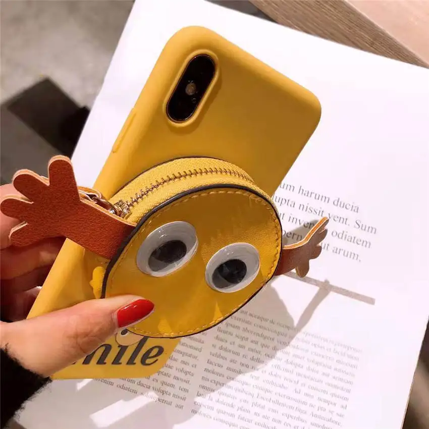 Для iPhone XR XS MAX 8 7 6s Plus портмоне чехлы для телефонов на заднюю панель милые желтые с