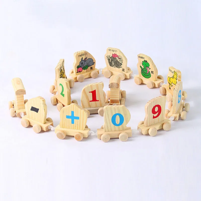 Trein игрушки Детские Digitale nummer dieren educatief Китайский Зодиак assembleert speelgoed voor дети Kinderen |