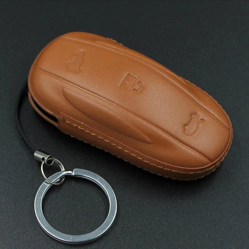 Leather Car Remote Fob Holder Cover For Tesla Model X /S Anti- dirty Key Smart Replacement High Quality Accessory
