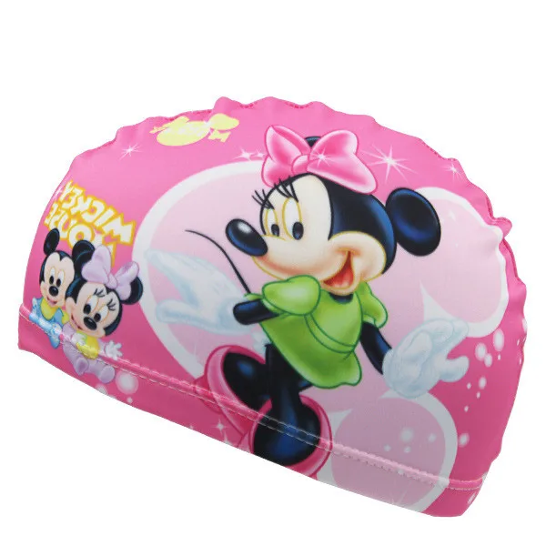 Светло-серый New Cute Cartoon Print Swimming Caps for Children Kids Polyster Pool Swim Caps for Long Hairs Swim Hat Bathing Caps for Baby - Цвет: Светло-серый