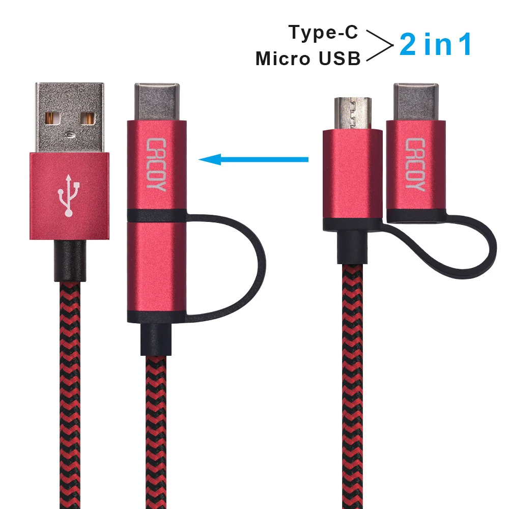 CACOY Android 2в1 USB Type C кабель для зарядки Note8 S 9 8 C5 C7 [ 2 м]|Кабели| |