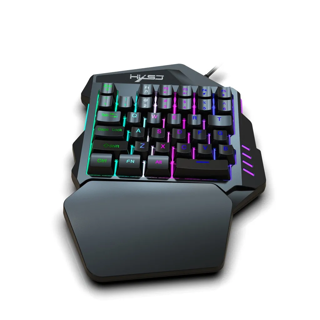 V100 мини игровая клавиатура FN + ESC Кнопка светодиодная подсветка для одной руки 35