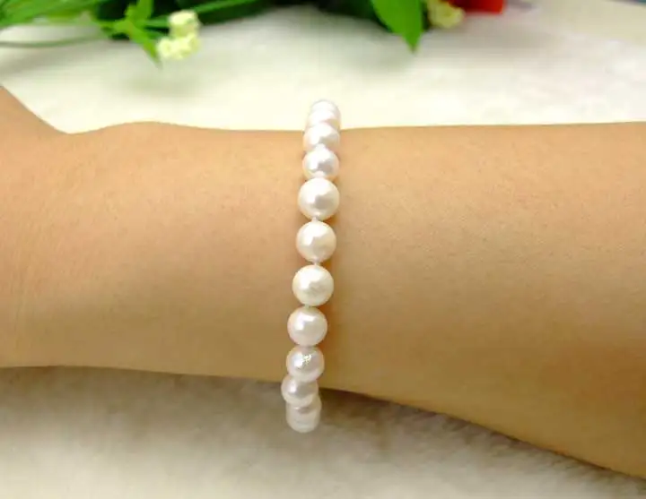 Браслет из серебра 925 пробы с натуральным круглым жемчугом|sterling silver|pearl braceletbracelet