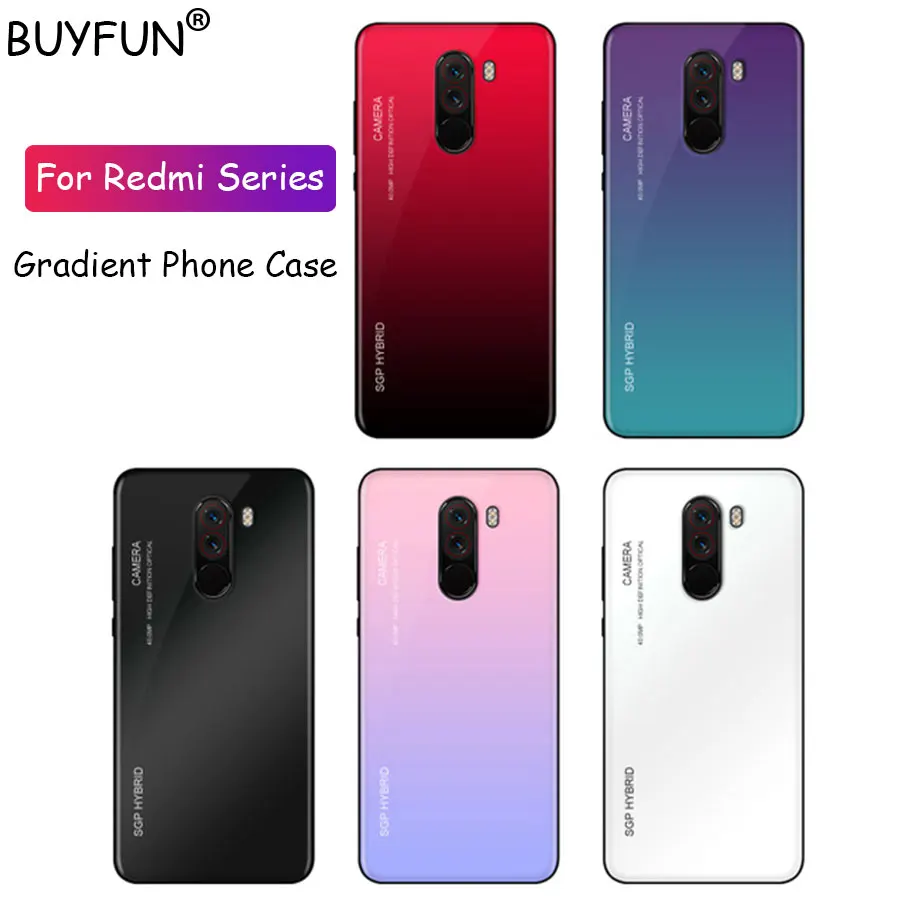Градиентный чехол из закаленного стекла для Pocophone F1 задняя крышка Xiaomi Mi A2 8 Lite Mi9 Mi8