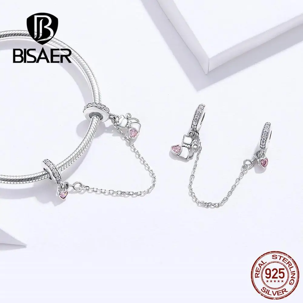 BISAER, настоящее 925 пробы, серебряный замок в виде сердца и брелок с цепочкой "Love", пробки, очаровательные бусины, подходит для браслета, серебро 925, ювелирные изделия GXC1233