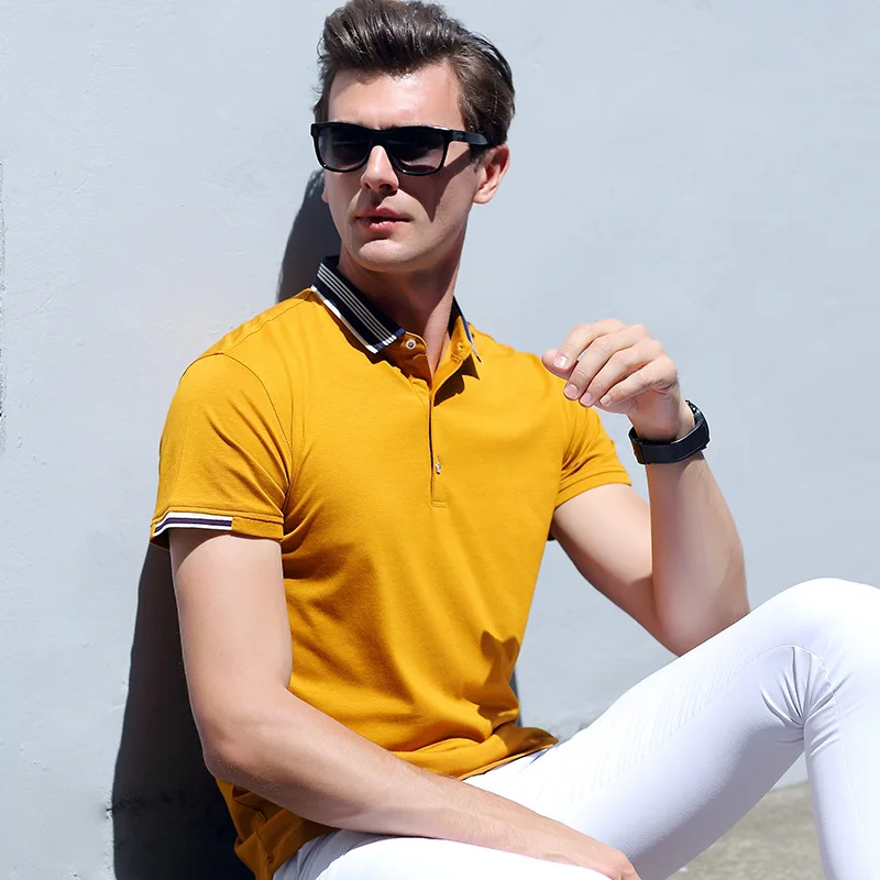 Мужская рубашка поло повседневная однотонная с коротким рукавом|youth polo shirts|fashion