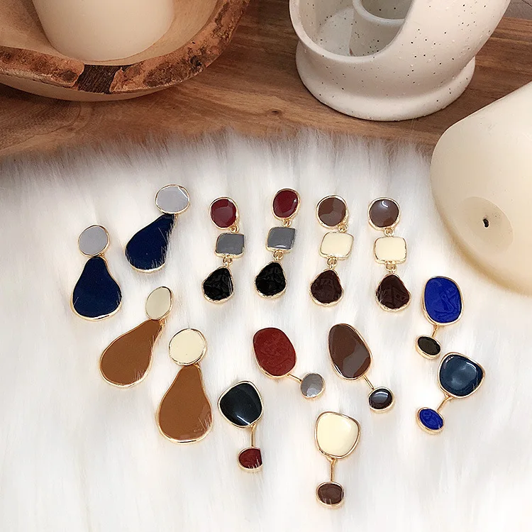 

2018 Popular Korean Round Geometric Water Drop Earrings Women Square Simple Pendientes Girl Fashion Ear Jewelry Accessories