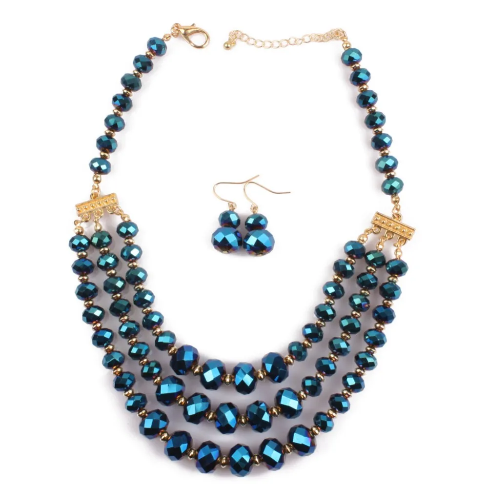 3 Слоистых Африканские Бусы Комплект Ювелирных Изделий Для Женщин Нить Ручной