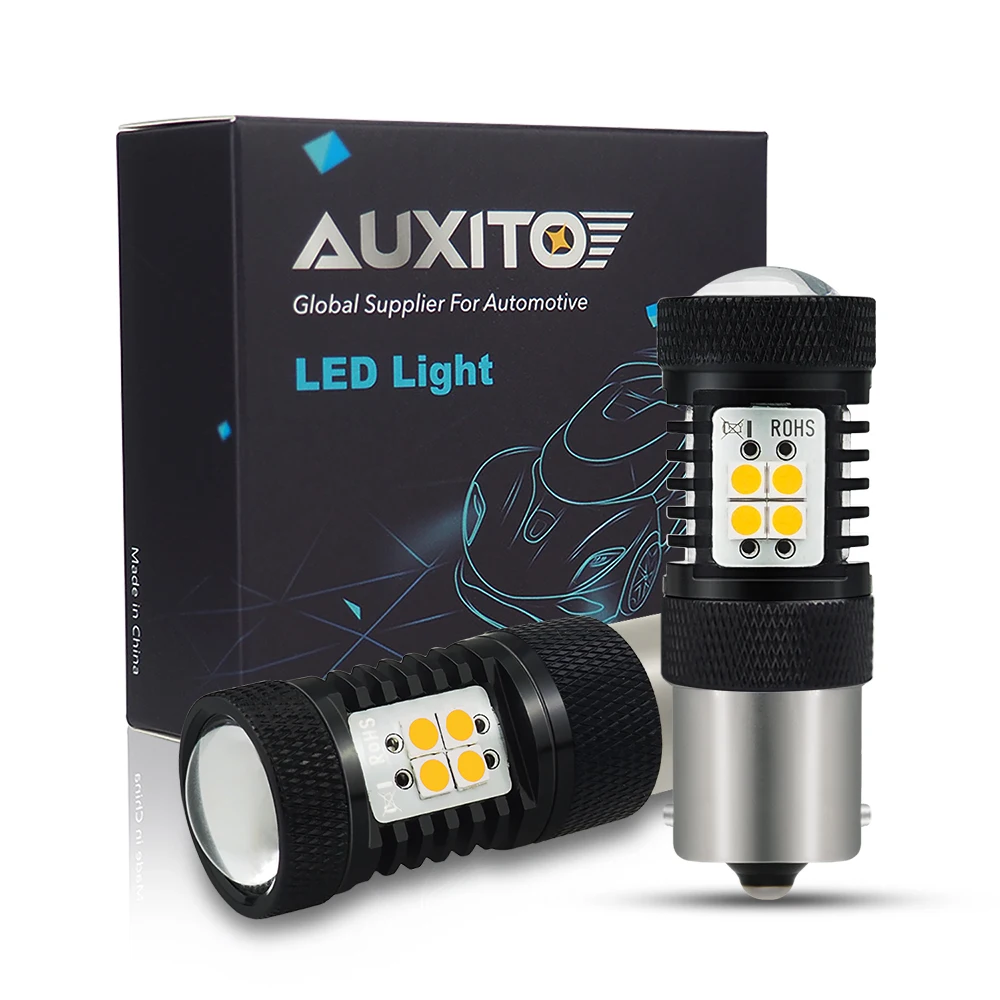 

AUXITO 2x Новинка 1156 BA15S P21W светодиодный фонарь высокой мощности 3030SMD Автомобильная сигнальная лампа для поворота Стоп-сигнал задний фонарь авт...