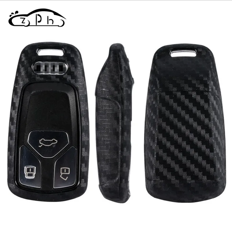Силиконовый карбоновый чехол для автомобильного ключа с 3 кнопками Audi New A4L A5 A6L QT S5