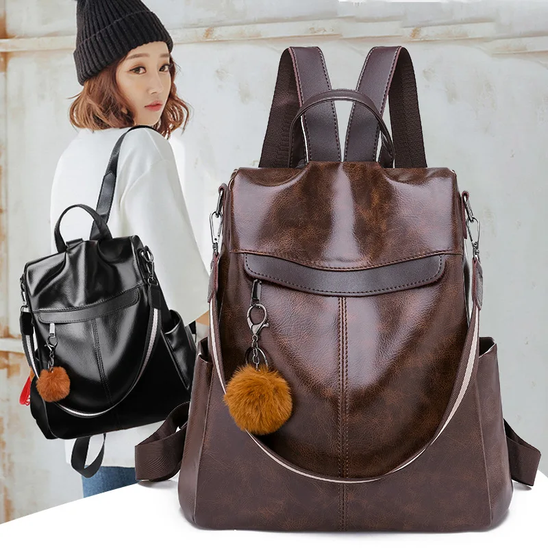 

Backpack Women 2019 New Anti-theft Student Bag Fashion PU Leather Backpack Multi-function Leisure Travel Shoulder Bag JMD62