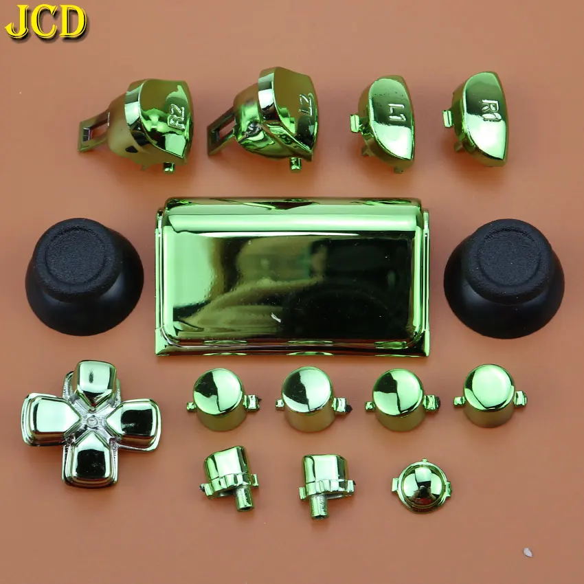 JCD покрытие ABXY триггер Кнопка Dpad L1 R1 L2 R2 направление ключ ж/аналоговый джойстик Крышка для sony PS4 Pro тонкий контроллер JDS-040 - Цвет: Зеленый