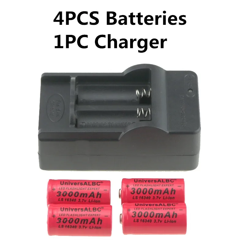 3000mAh перезаряжаемая 3,7 V литий-ионная 16340 батарея CR123A батарея для светодиодный фонарик дорожное настенное зарядное устройство для батареи 16340 CR123A - Цвет: 4PCS Set