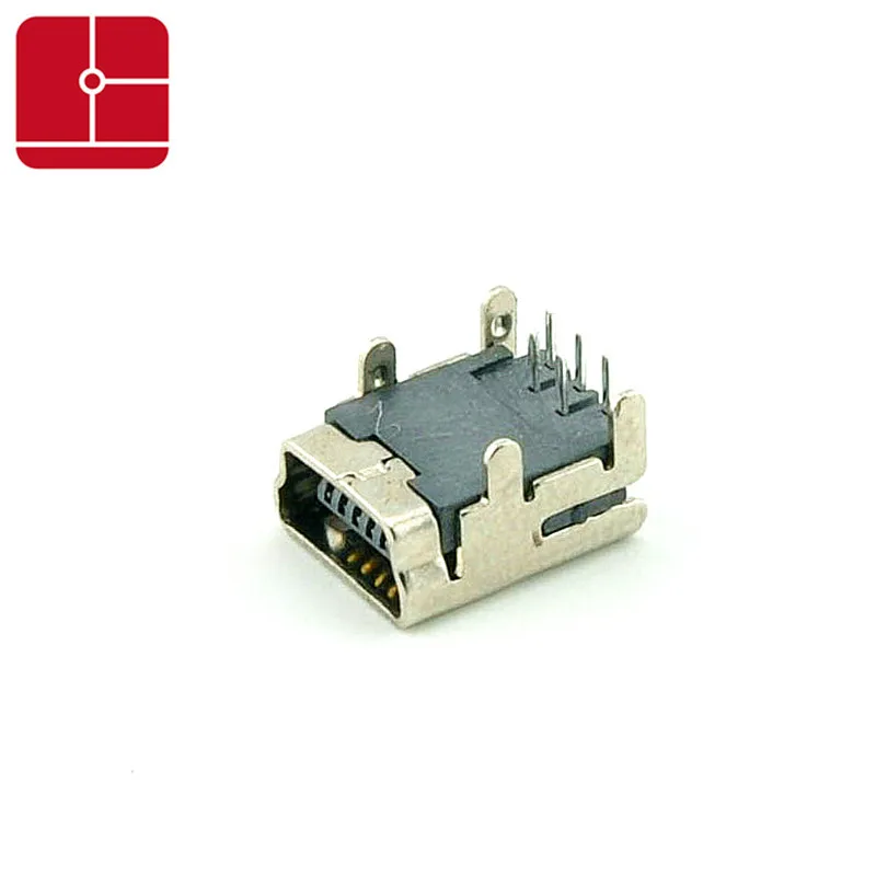 

USB Connector 50PCS Mini USB 90 degrees bend female 5 pf the USB socket