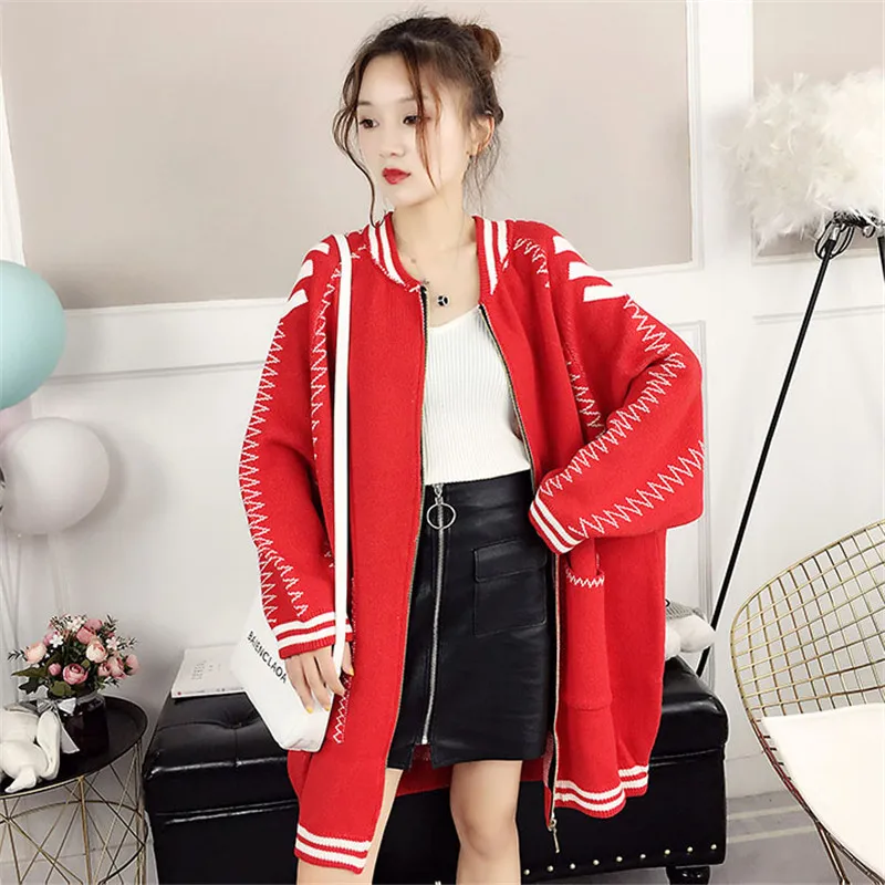 Medium Long Women Knitted Cardigan Autumn New Loose Large Size Sweater Coat 2019 Spring Casual Female Knitwear Tops Jacket FC106 |