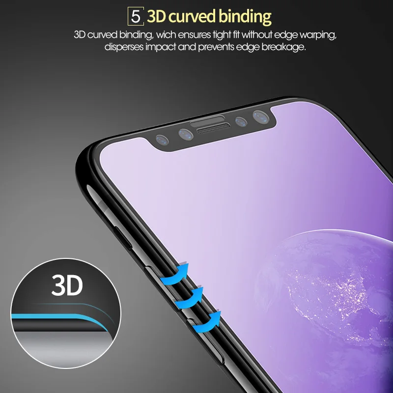 3D Матовый анти синий луч 9H закаленное стекло для iPhone X XS XR 11 12 Pro Max 7 8 Plus SE 2020 матовая
