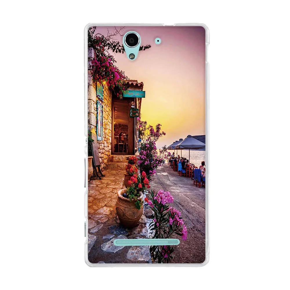 Задняя крышка из ТПУ для Sony Xperia C3 чехол с рисунком кошки Ультратонкий силиконовый