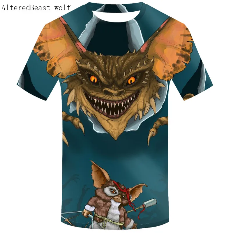Футболка с принтом Gremlins, Мужская 3D футболка с коротким рукавом, Мужская футболка с воротником, harajuku, модная футболка, базовая Повседневная рубашка, Homme