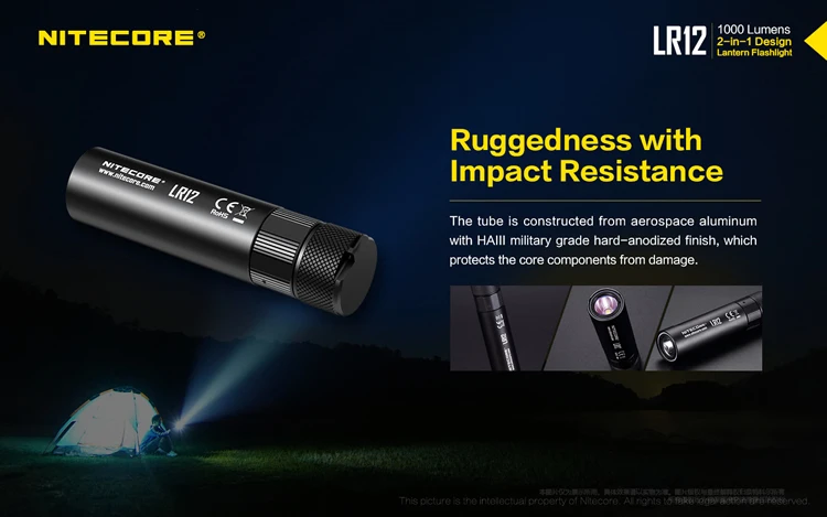 Nitecore LR12 ручной фонарь CREE XP-L HD V6 светодиодный 1000LM без батареи 18650 для кемпинга, охоты, рыбалки, альпинизма