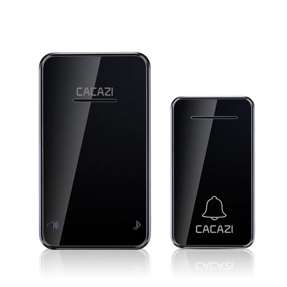 1 button 1 receiver CACAZI автономный беспроводной дверной звонок Водонепроницаемый 200 м Пульт дистанционного управления без батареи домашний светодиодный светильник звонок 6 объем 48 звонок - Цвет: 1 button 1 receiver