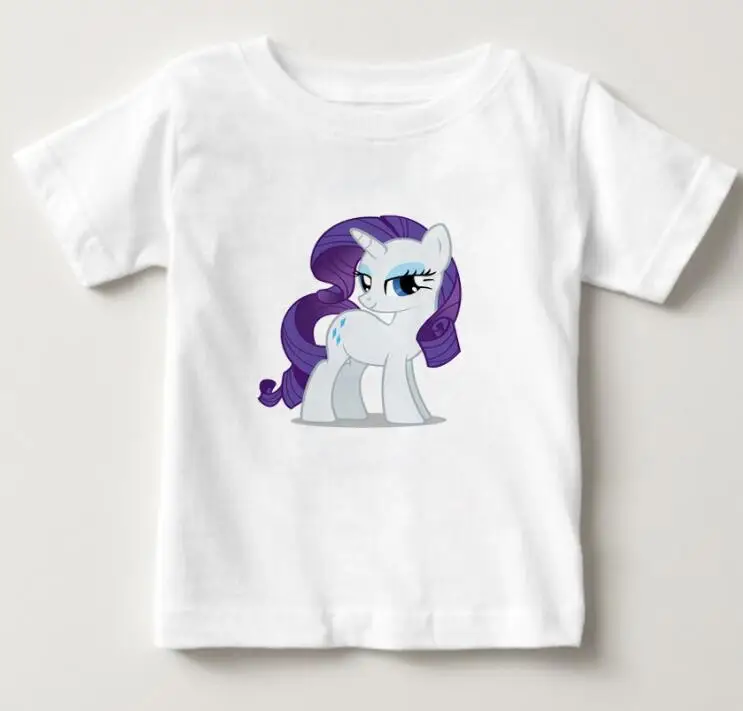 White childreT-shirt Горячая Распродажа мультфильм пони печати девушки Топы Дети хлопок футболка лето короткий рукав новейшая футболка девушки одежда девушки футболки NN - Цвет: White childreT-shirt
