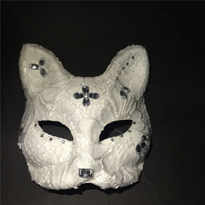 Индивидуальная маска для выпускного вечера с изображением лисы кота Повседневная маска для маскарада на половину лица для Хэллоуина искусственная маска для лица и головы